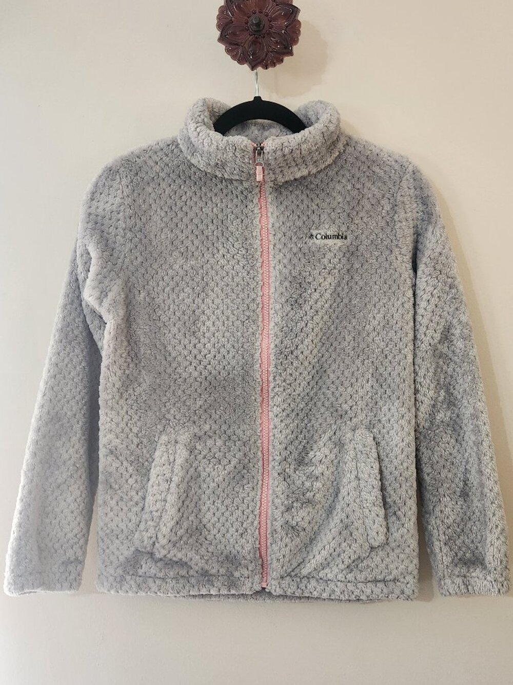 Columbia Girls L 14/16 Cozy Grey Fireside Soft Sherpa Full Zip Jacket